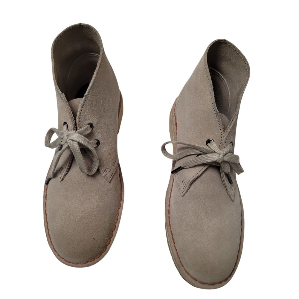 Clarks Women's Desert Boots‎ Taupe Suede Lace-Up Ankle Casual Shoes Size 8.5